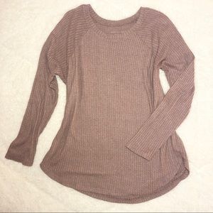 American Eagle Soft Berry Waffle Knit Long Sleeve